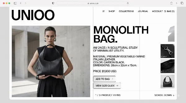 UNIOO футуристичный fashion e-commerce — экран 1