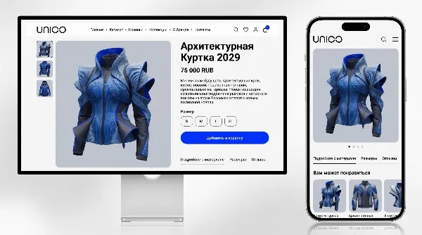 UNIOO футуристичный fashion e-commerce — экран 3